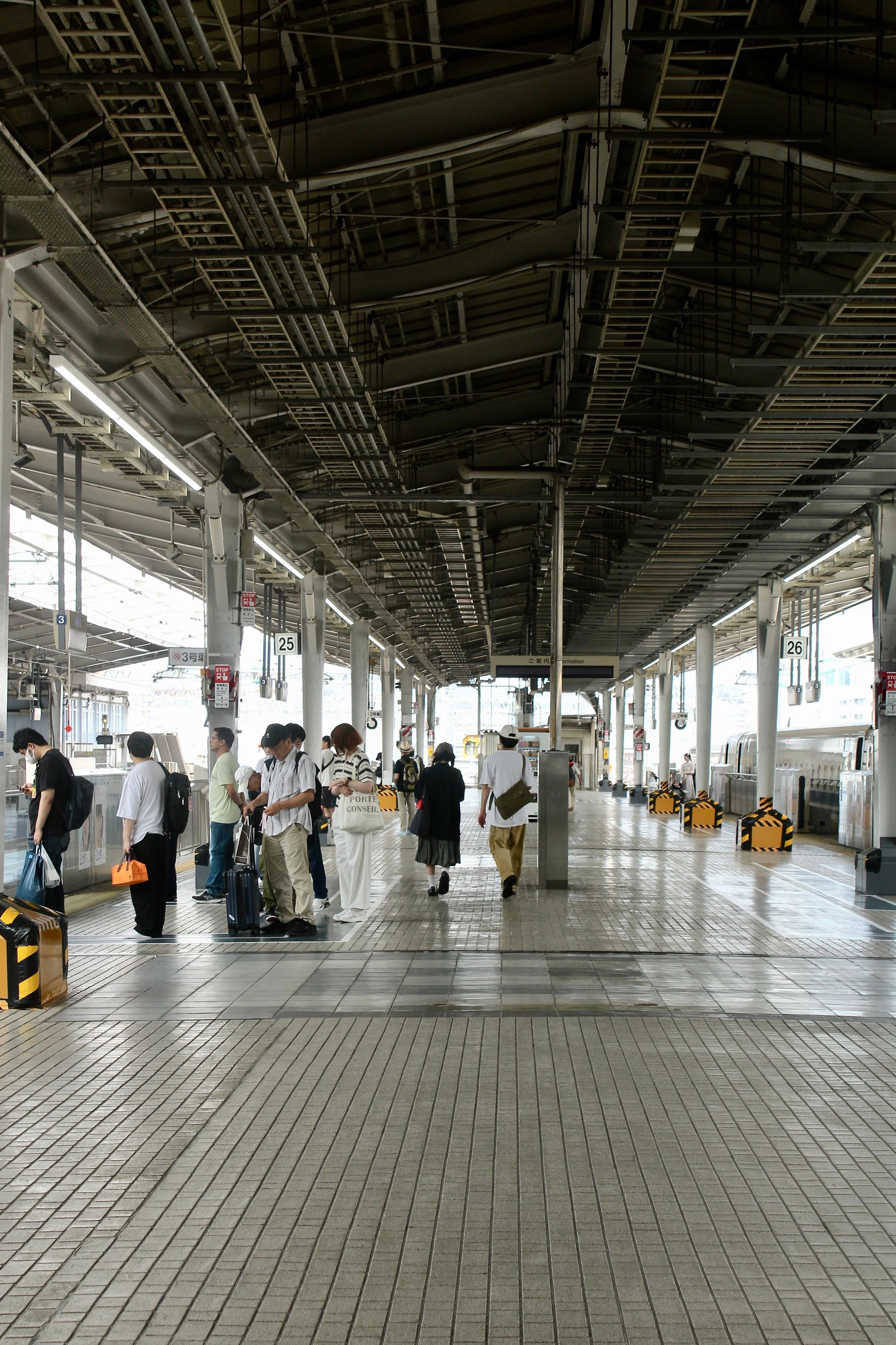 오사카 기차역 승강장의 이동 인파