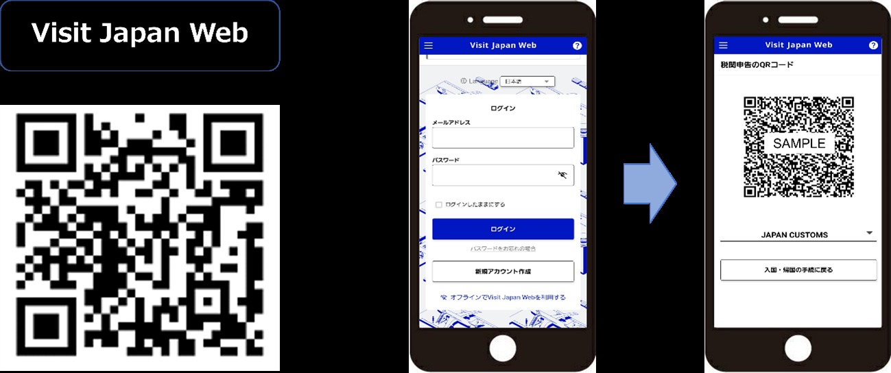 Visit Japan Web QR 오류: Visit Japan Web QR 코드와 세관 신고 화면 확인